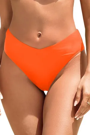Zmart Women V Cut Cheeky Bikini Bottoms - Mid Waist High Cut Swim Bathing Suit Bottoms V Front Swimsuit